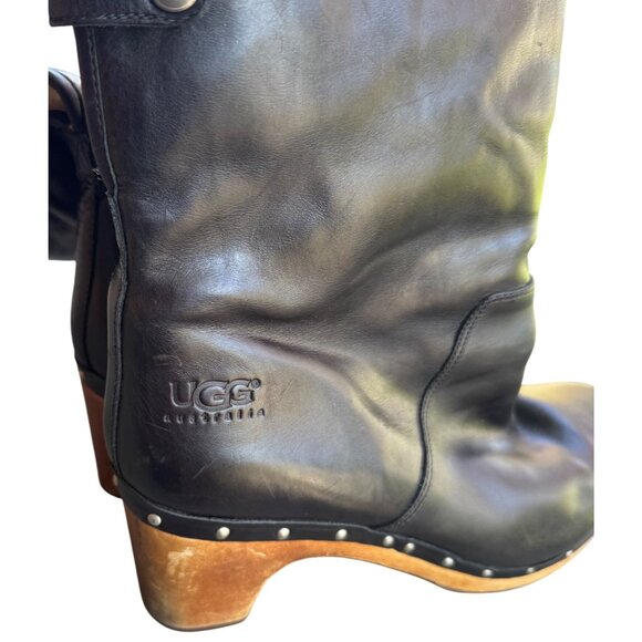 UGG Australia Lynnea Women's USA Size 10 Sheepskin Clog Boots Black Studded - Picture 9 of 14